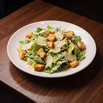 Caesar salad with croutons and shaved parmesan