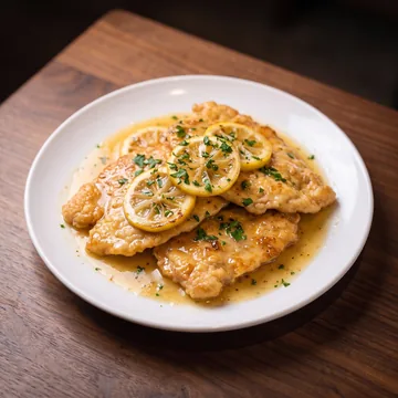 Chicken francese with lemon slices
