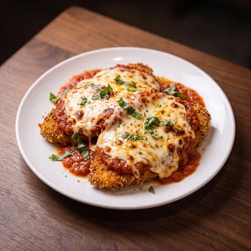Chicken parm with melted mozzarella