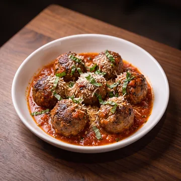 Meatballs in marinara with parmesan