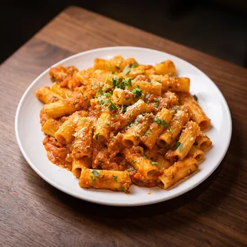 Rigatoni in pink vodka sauce