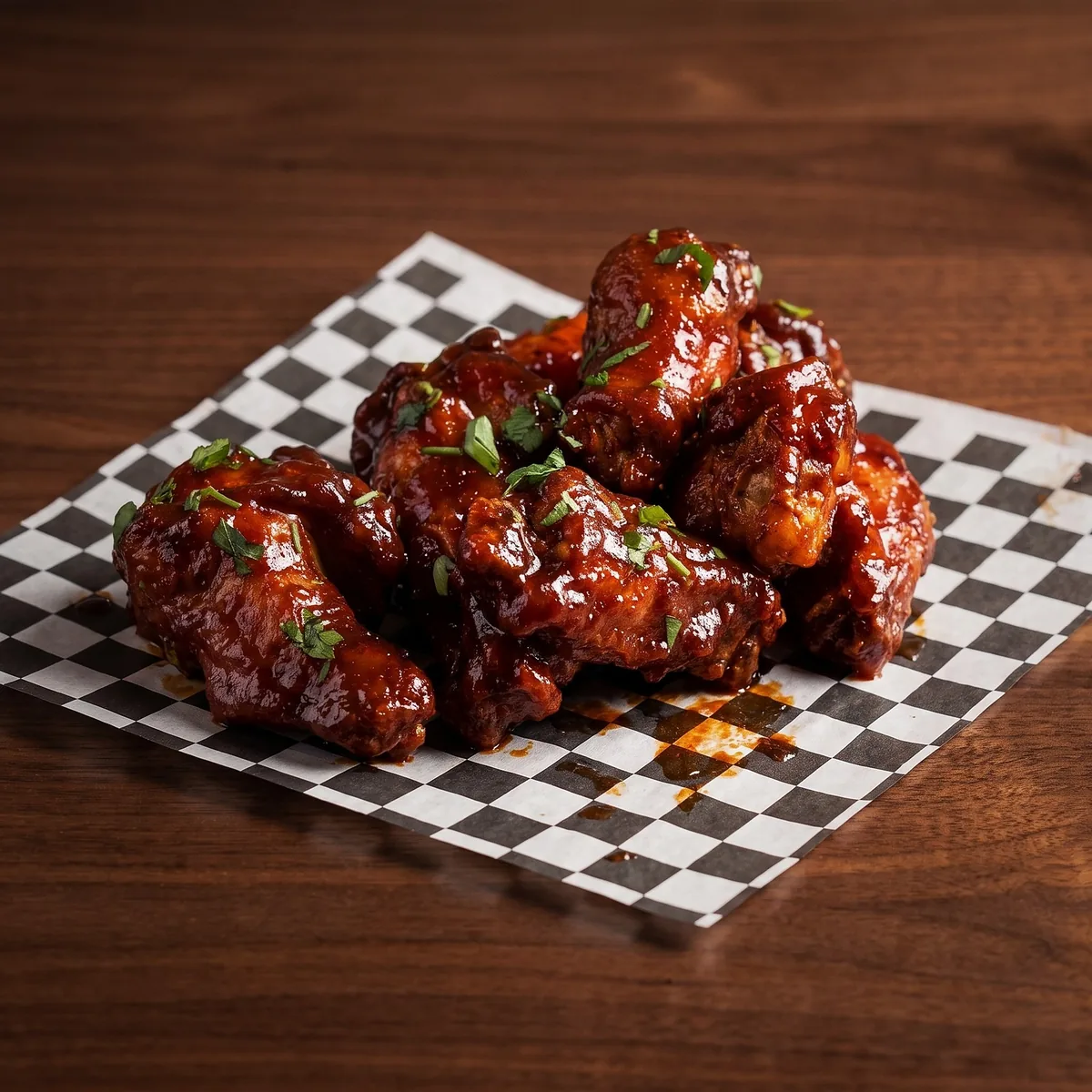 Jumbo wings tossed in BBQ sauce